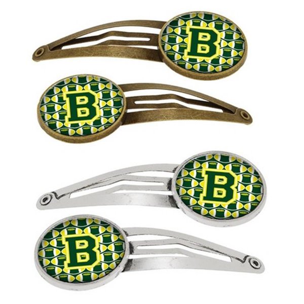 Carolines Treasures Letter B Football Green and Yellow Barrettes Hair Clips, Set of 4, 4PK CJ1075-BHCS4